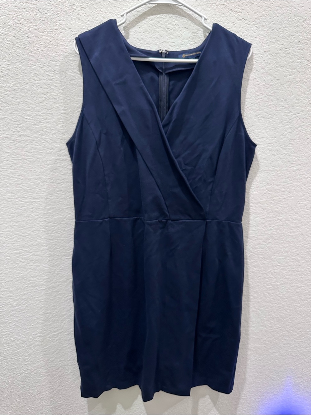 Brooks Brothers Navy Sleeveless Faux-Wrap Shift Dress